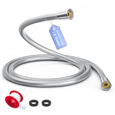 Shower Hose 1.6m, PVC Smooth Shower Pipe, Universal Standard G1/2" for Flexible & Anti-Kink, High Pressure Long Shower Hose for Shower Head Bath Taps Replacement (Silver) Shower Hose 1.6m, PVC Smooth Shower Pipe, Universal Standard G1/2" for Flexible & Anti-Kink, High Pressure Long Shower Hose for Shower Head Bath Taps Replacement (Silver)